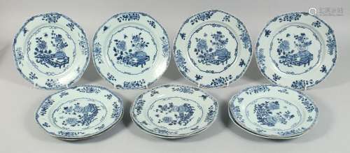 TEN 18TH CENTURY CHINESE BLUE AND WHITE PORCELAIN PLATES, 23...