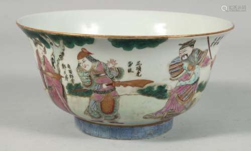 A CHINESE FAMILLE VERTE PORCELAIN BOWL, the exterior painted...