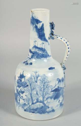 A CHINESE BLUE AND WHITE PORCELAIN JUG with chilong moulded ...