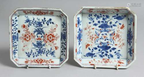 A NEAR-PAIR OF JAPANESE IMARI PORCELAIN SQUARE-FORM DISHES d...