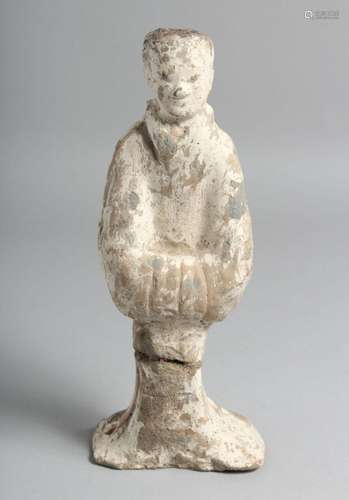 A CHINESE STANDING POTTERY FIGURE. 29.5cm high