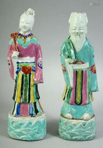 A PAIR OF 18TH CENTURY CHINESE PORCELAIN IMMORTAL FIGURES, b...