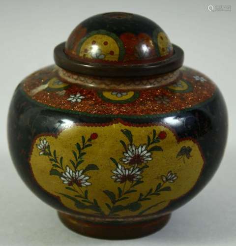 A JAPANESE CLOISONNE LIDDED KORO, decorated with panels of b...