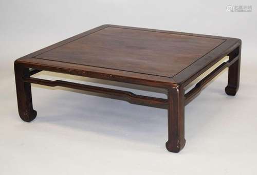 A GOOD CHINESE HARDWOOD SQUARE TABLE, on square form legs, 3...