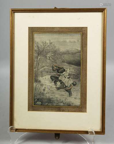 A GOOD INDIAN MINIATURE PORTRAIT ON PAPER depicting a figure...