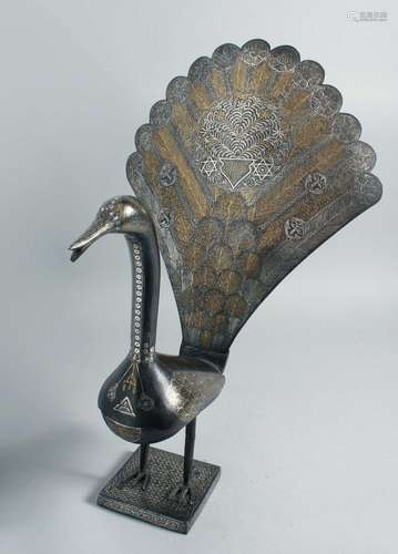 A FINE LARGE 19TH CENTURY PERSIAN QAJAR GOLD AND SILVER INLA...