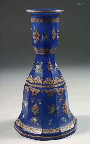 A 19TH CENTURY ENAMELLED BOHEMIAN GLASS HUQQA BASE FOR THE O...