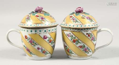 TWO 19TH CENTURY FRENCH PORCELAIN LIDDED CUPS FOR THE OTTOMA...