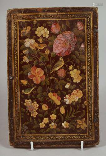 A 19TH CENTURY PERSIAN QAJAR LACQUERED PAPIER-MACHE MIRROR F...