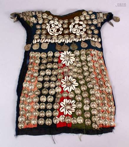 A 19TH CENTURY TURKISH SILVER ONLAID CHILDS DRESS, with silv...