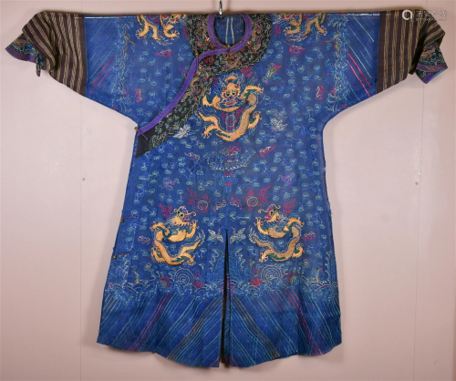 A Blue Gauze Dragon Summer Robe, Qing
