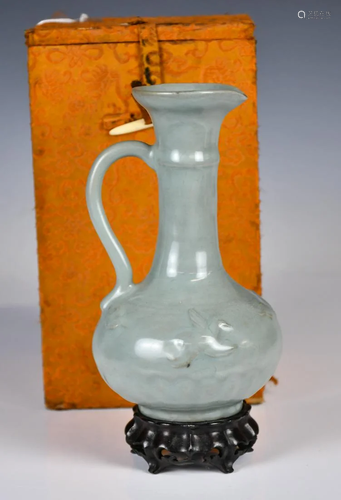 A Celadon Glazed Ewer w/Stand & Box