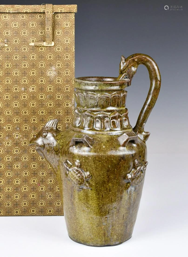 A Tea Dust Glazed Ewer w/Box