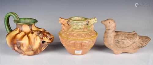 A Group of Three Pottery Objects