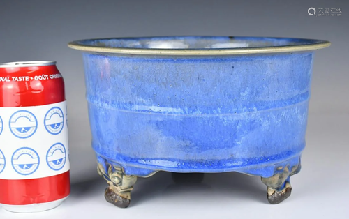 A Blue Glazed Tripod Censer