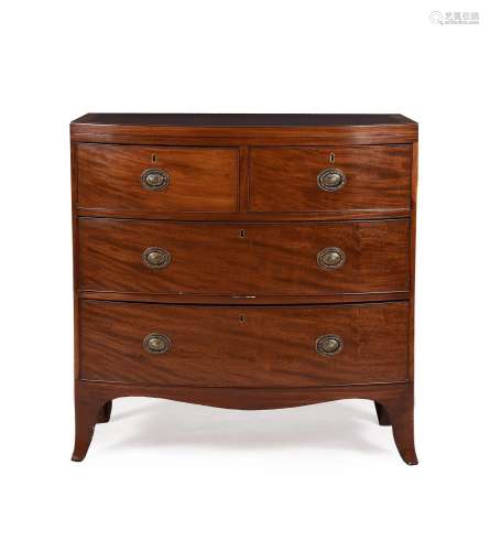 A GEORGE III MAHOGANY AND SATINWOOD BANDED CHEST OF DRAWERS