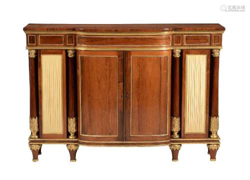 Y A ROSEWOOD AND PARCEL GILT SIDE CABINET IN REGENCY STYLE