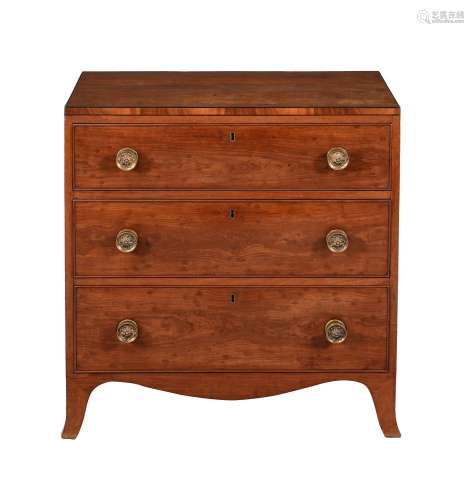 Y A GEORGE III MAHOGANY AND EBONY STRUNG CHEST OF DRAWERS