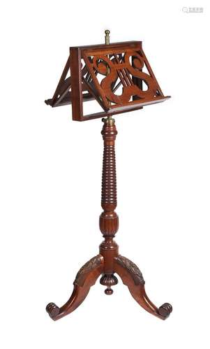 A VICTORIAN CARVED MAHOGANY DUET STAND