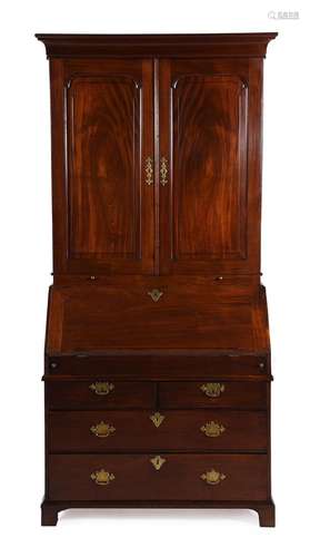 A GEORGE II MAHOGANY BUREAU CABINET