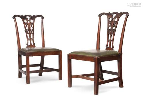 A PAIR OF MAHOGANY SIDE CHAIRS PROBABLY IRISH