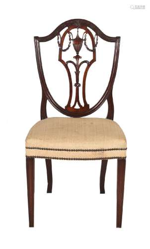 TWO SIMILAR MAHOGANY AND UPHOLSTERED SIDE CHAIRS IN THE MANN...