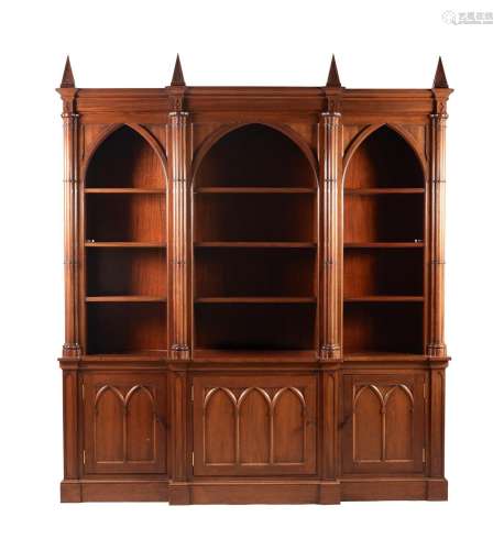 A MAHOGANY BOOKCASE IN GOTHIC TASTE