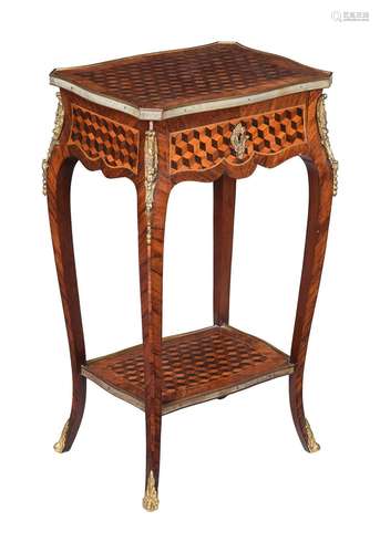 A FRENCH PARQUETRY AND GILT METAL MOUNTED SIDE TABLEIN LOUIS...