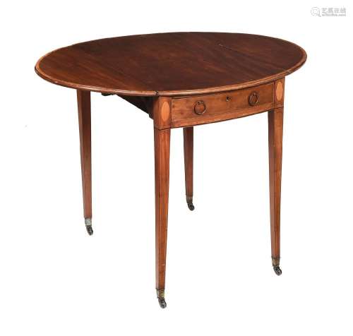 Y A GEORGE III MAHOGANY AND INLAID OVAL PEMBROKE TABLE