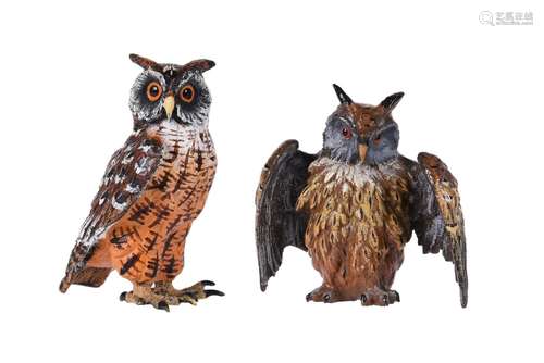 TWO COLD PAINTED BRONZE MODELS OF OWLS