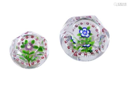 TWO BACCARAT FACETTED PAPERWEIGHTS