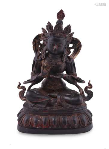 A MING STYLE BRONZE FIGURE OF BUDDHA