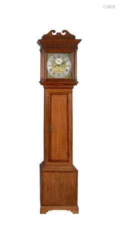 A GEORGE III OAK EIGHT-DAY LONGCASE CLOCK