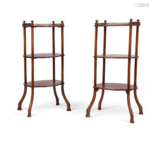 A PAIR OF FRENCH FRUITWOOD ETAGERES