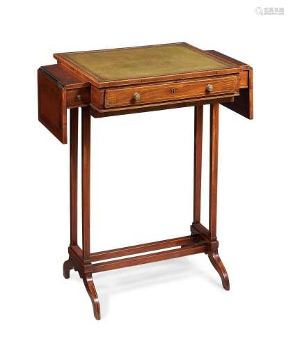 Y A REGENCY ROSEWOOD AND BURR YEW CROSSBANDED WRITING TABLE