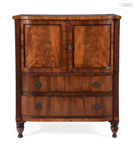 A LATE GEORGE III MAHOGANY AND EBONISED BEDSIDE COMMODE