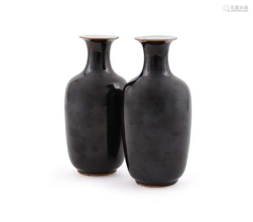 A PAIR OF CHINESE BLACK GLAZED VASES