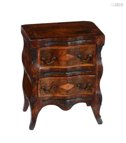 A CONTINENTAL WALNUT MODEL OF A CHEST OF DRAWERS