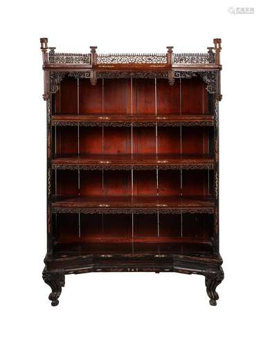 A CHINESE HARDWOOD AND INLAID BOOKCASE