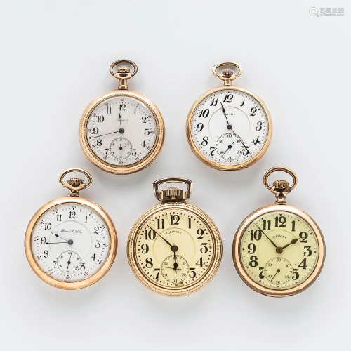 Five Illinois Watch Co. Open-face Watches