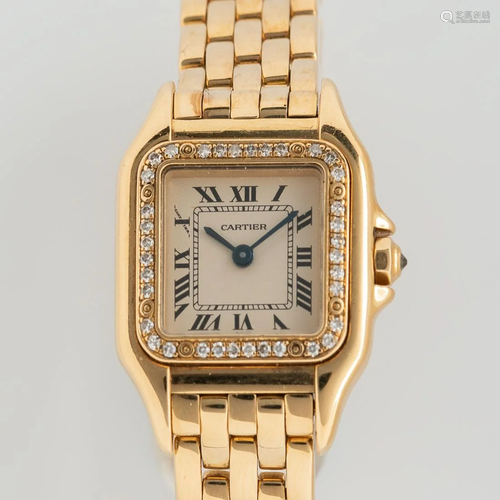 Cartier 18kt Gold and Diamond "Panthere" Wristwatc...