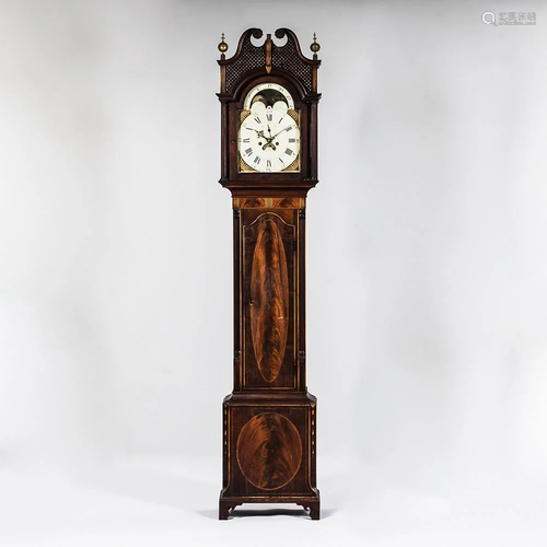 New Jersey or New York Veneered and Inlaid Tall Clock