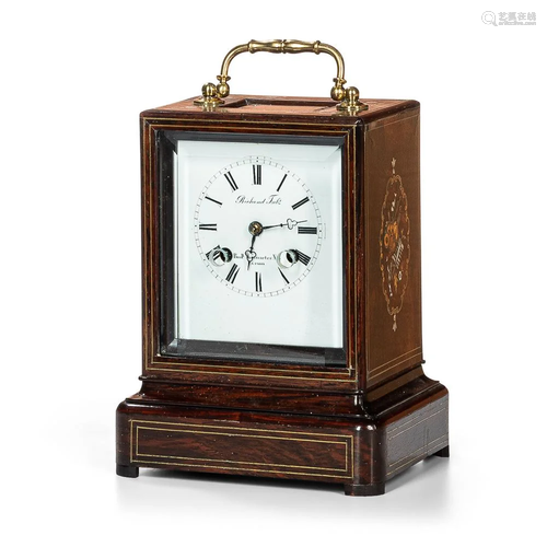 Boullework Marquetry and Rosewood Carriage Clock