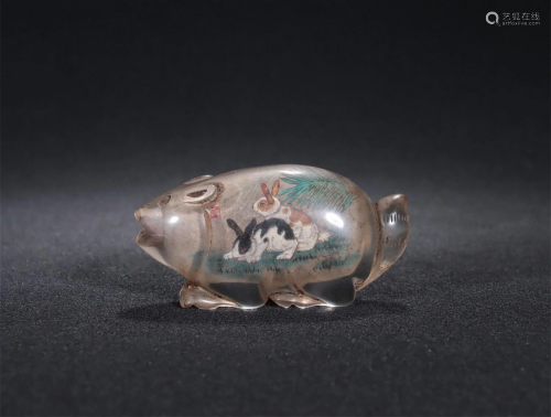 A Chinese Carved Peking Glass Snuff Bottle