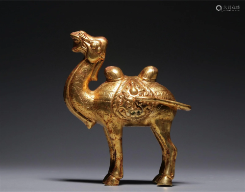 A Chinese Gilt Bronze Camel Decoration