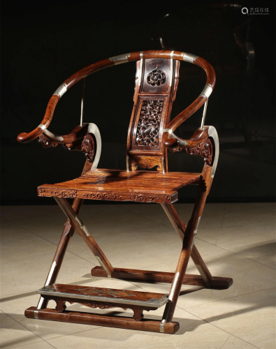 A Chinese Carved Hardwood Chair