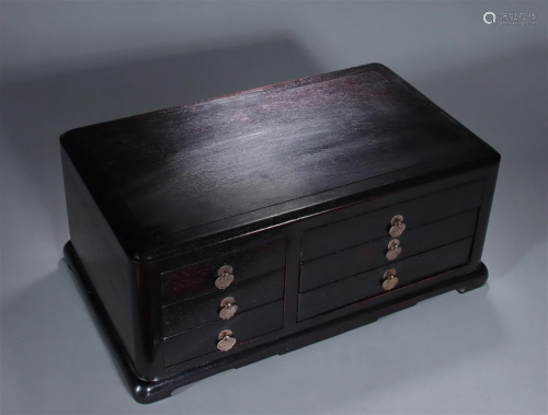A Chinese Carved Hardwood Box with Lid