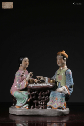 A Chinese Famille-Rose Glazed Porcelain Figures