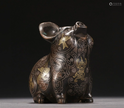 A Chinese Bronze Pig Decoration