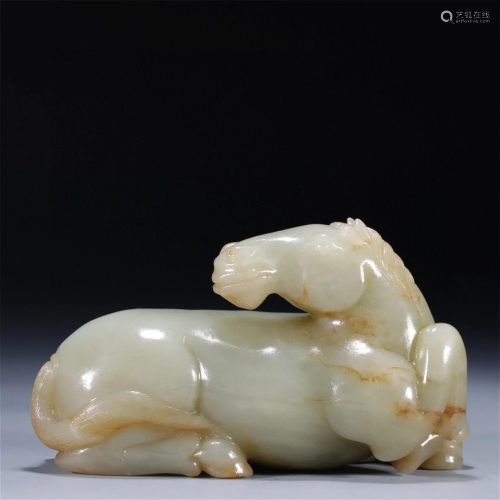 A Chinese Carved Jade Horse Decoration